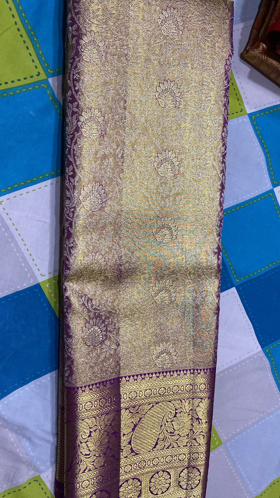 Purple Gold Dual Tone Dharmavaram Silk Saree