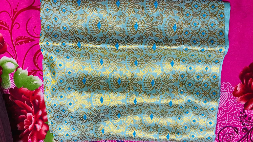 Sea Green Assam Silk Two-Piece Saree