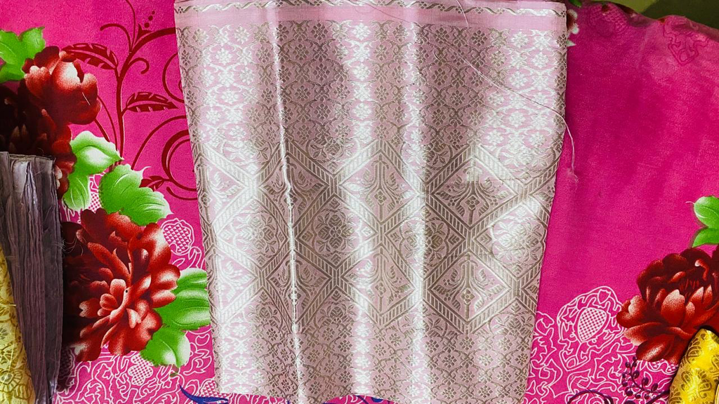Baby Pink Assam Silk Two-Piece Saree