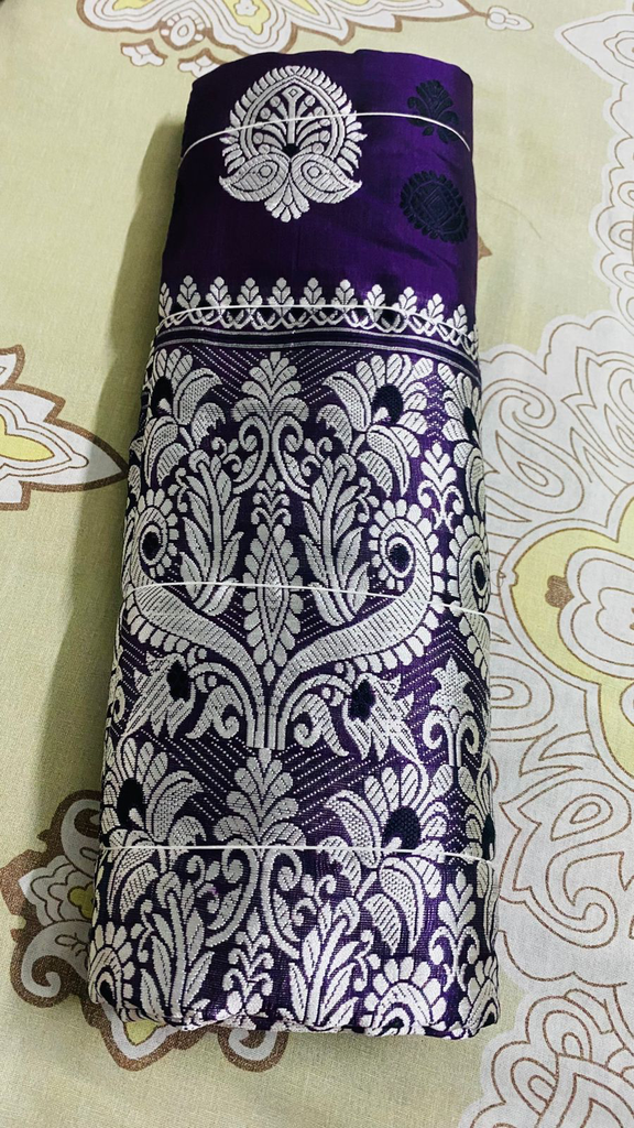 Night Sky Indigo Assam Silk Saree