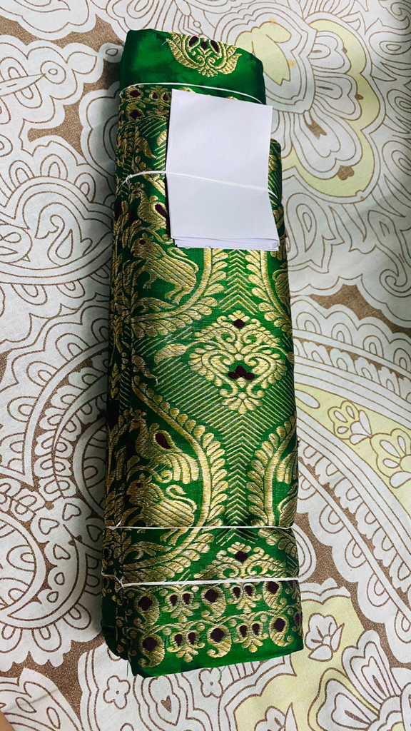 Forest Green Gold Assam Silk Two-Piece Saree