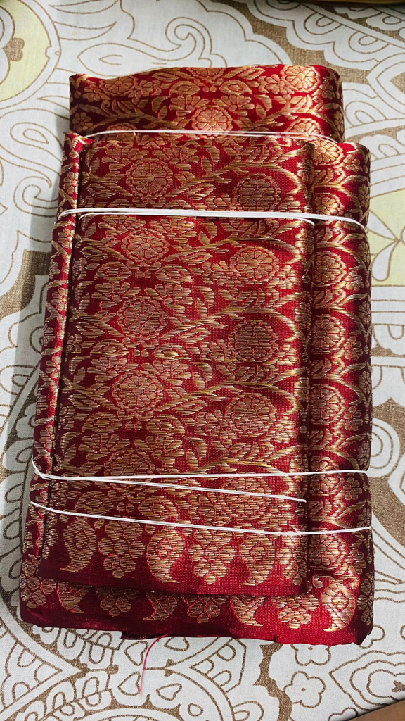 Antique Maroon Assam Silk Two-Piece Saree