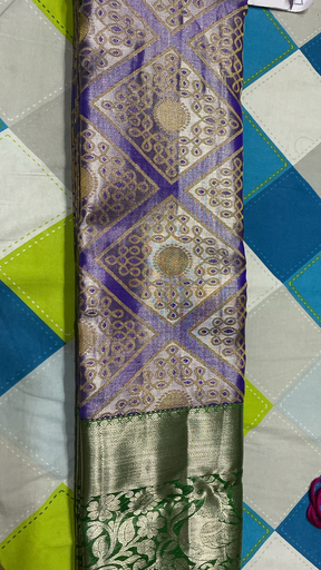 Lavender Green Dharmavaram Silk Saree