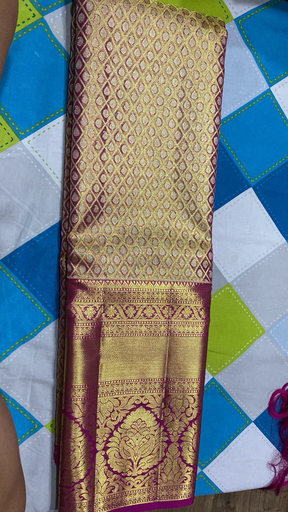 Pink Gold Dual Tone Dharmavaram Silk Saree